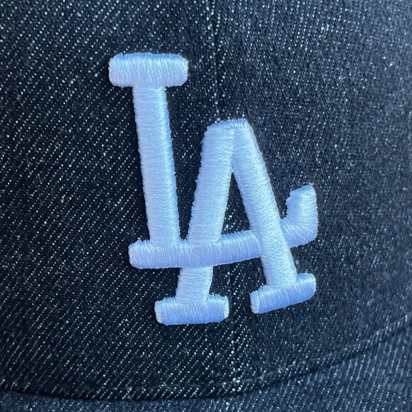 MITCHELL & NESS MLB LOS DODGERS BLACK DENIM PRO CROWN SNAPBACK HAT NEW - Picture 2 of 4